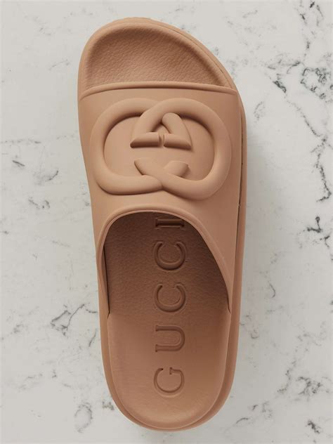 gucci men's rubber slide sandals|Gucci miami rubber platform slides.